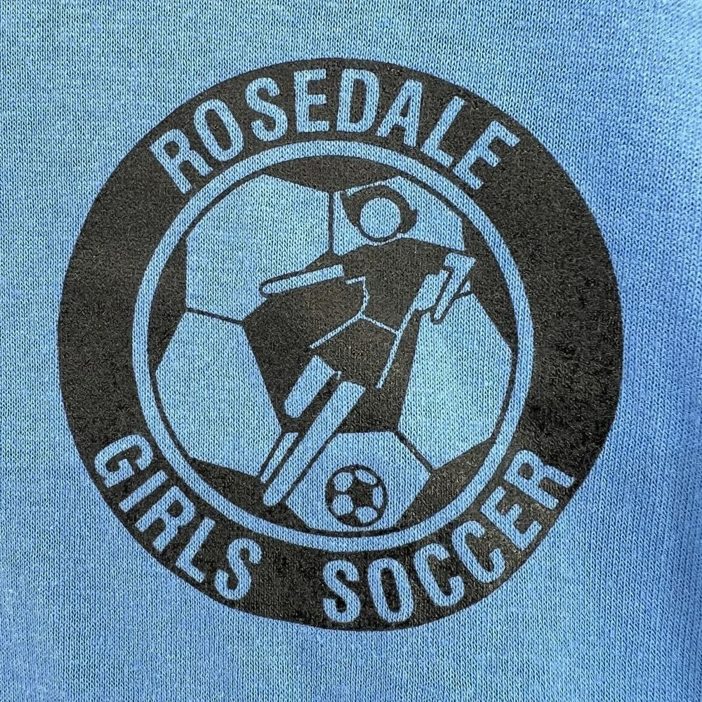 Vintage RUSSELL ATHLETIC T-Shirt Mens XL USA Rosedale Girls Soccer Single Stitch